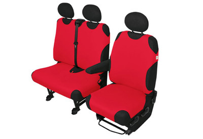 Pokrowce koszulki COTTON DV 2+1 czerwone Citroen Jumpy III (2016–)