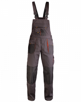 Ogrodniczki Kneiter z wielofunkcyjnymi kieszeniami (Grafit/Pomarańczowy)